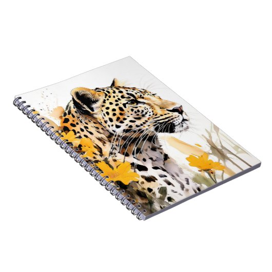 Leopard Between Yellow Flowers Notebook   ノートブック (右側)
