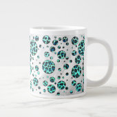 Leopard Black and Teal Print ジャンボコーヒーマグカップ (右)