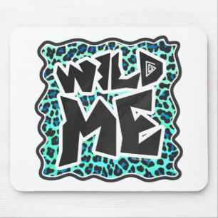 Leopard Black and Teal Print マウスパッド