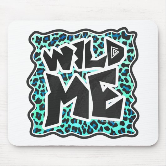 Leopard Black and Teal Print マウスパッド (正面)