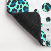 Leopard Black and Teal Print マウスパッド (コーナー)