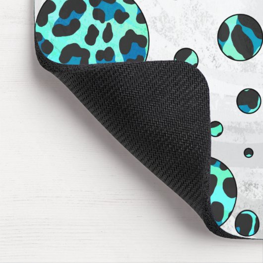 Leopard Black and Teal Print マウスパッド (コーナー)
