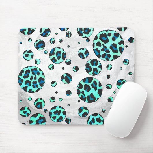 Leopard Black and Teal Print マウスパッド (マウス)