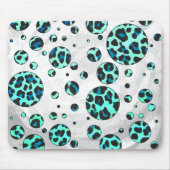 Leopard Black and Teal Print マウスパッド (正面)