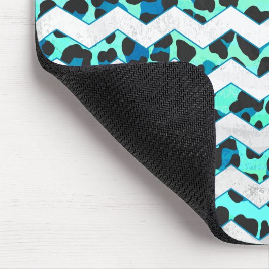 Leopard Black and Teal Print マウスパッド (コーナー)