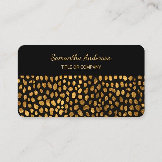 Leopard Black Gold Print QR Code luxury 名刺 (正面)