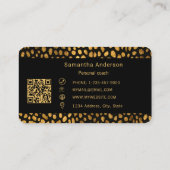 Leopard Black Gold Print QR Code luxury 名刺 (裏面)