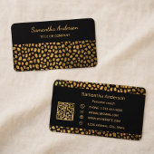 Leopard Black Gold Print QR Code luxury 名刺