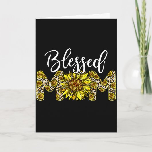 Leopard blessed mom sunflower mom life mother's da カード (正面)