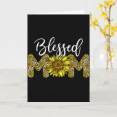 Leopard blessed mom sunflower mom life mother's da カード (黄色い花)