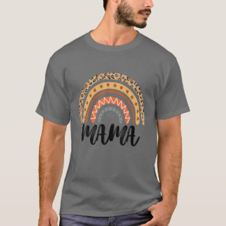 Leopard Boho Rainbow Mama Mother's Day Tシャツ