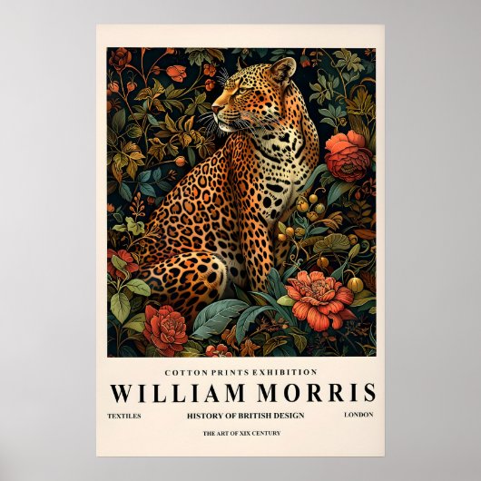 Leopard Botanical Art Print William Morris Style ポスター (正面)