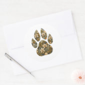 Leopard Botanical Footprint Nature Sticker ラウンドシール (封筒)