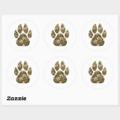 Leopard Botanical Footprint Nature Sticker ラウンドシール (シート)