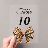 Leopard bow acrylic table number sign アクリル招待状 (インサイチュ (ポータブル))