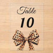 Leopard bow acrylic table number sign アクリル招待状 (正面)