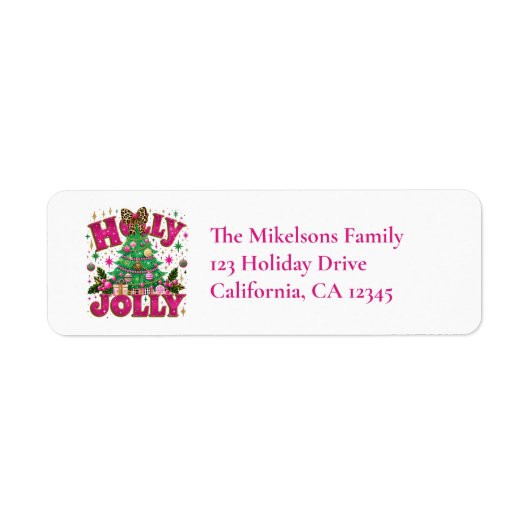 Leopard Bow Holly Jolly ラベル (正面)