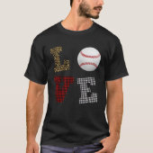 Leopard Buffalo Plaid Baseball Player Valentine s  Tシャツ (正面)