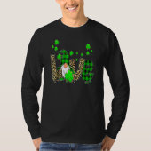 Leopard Buffalo Plaid Love St Patricks Day Gnomes Tシャツ (正面)