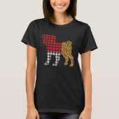 Leopard Buffalo Plaid Pug Dog  Valentine s day Tシャツ (正面)