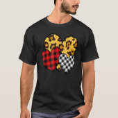Leopard Buffalo Red Black Plaid Heart Funny Valent Tシャツ (正面)