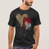 Leopard Buffalo Red Black Plaid Heart Funny Valent Tシャツ (正面)