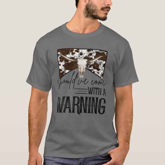 Leopard Bull Skull Came With Warning Western Count Tシャツ (正面)