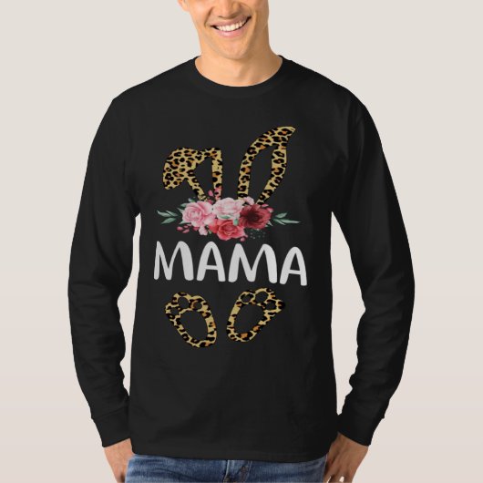 Leopard Bunny Mama Easter Bunny Ears Tシャツ (正面)
