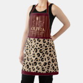 Leopard Burgundy Striped Modern Dog Mom Paw Apron エプロン (インサイチュ)