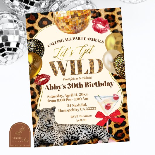 Leopard Calling All Party Animals Wild Adult Birth 招待状