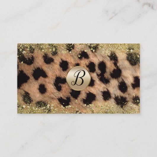 Leopard Cheetah金ゴールドグリッター顧客ロイヤリティ ロイヤリティカード (正面)