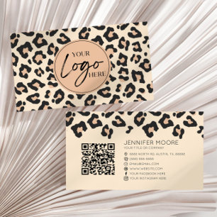 Leopard Cheetah モダンカスタム CompanyロゴQRコード 名刺