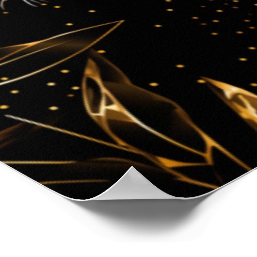 Leopard Cheetah Animal Black Gold  ポスター (角)