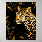 Leopard Cheetah Animal Black Gold  ポスター (正面)