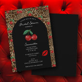 Leopard Cheetah Animal Print Cherry Bridal Shower 招待状