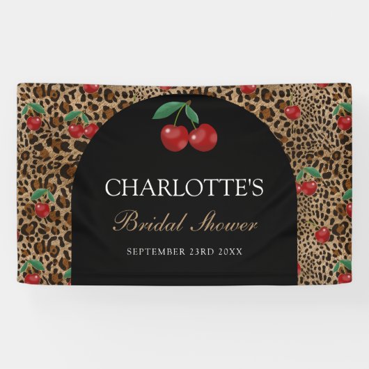 Leopard Cheetah Animal Print Cherry Bridal Shower 横断幕 (横)
