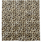 Leopard Cheetah Animal Print Pattern Beige Brown シャワーカーテン (正面)