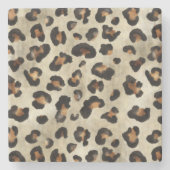 Leopard Cheetah Animal Print Pattern Beige Brown ストーンコースター (正面)