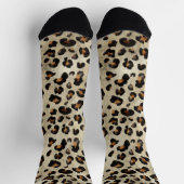Leopard Cheetah Animal Print Pattern Beige Brown ソックス (上部)
