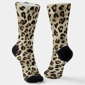 Leopard Cheetah Animal Print Pattern Beige Brown ソックス (傾斜あり)