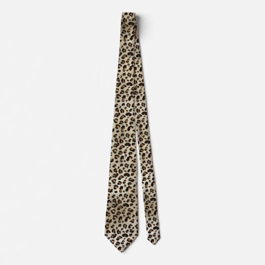 Leopard Cheetah Animal Print Pattern Beige Brown ネクタイ (正面)