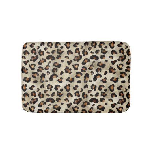 Leopard Cheetah Animal Print Pattern Beige Brown バスマット (正面)
