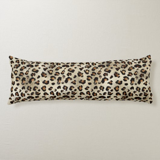 Leopard Cheetah Animal Print Pattern Beige Brown ボディピロー (正面)
