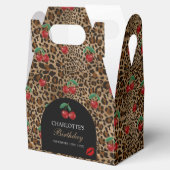 Leopard Cheetah Animal Print Red Cherries フェイバーボックス (オープン)