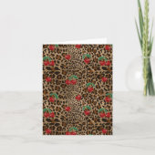 Leopard Cheetah Animal Print Red Cherry Pattern カード (正面)