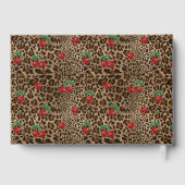 Leopard Cheetah Animal Print Red Cherry Pattern ゲストブック (裏面)