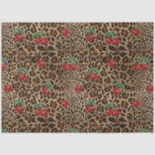 Leopard Cheetah Animal Print Red Cherry Pattern 薄葉紙 (正面)