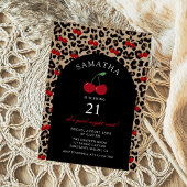 Leopard Cheetah Cherry Birthday Invitation 招待状
