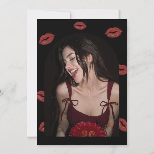 Leopard Cheetah Cherry Birthday Photo Invitation 招待状 (裏面)