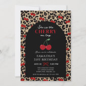 Leopard Cheetah Cherry On Top Birthday Invitation 招待状 (正面)